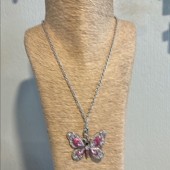Paparazzi Pink and Silver Butterfly Charm Necklace - Picture 2 of 12